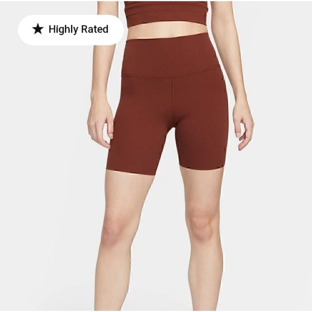 Nike Womens Yoga Luxe Workout High Waisted Booty Shorts in Brown XXS